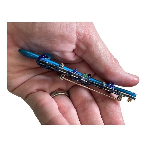 Vintage Liztech Artisian Signed Brooch Treble Clef Music Note - Picture 7 of 11